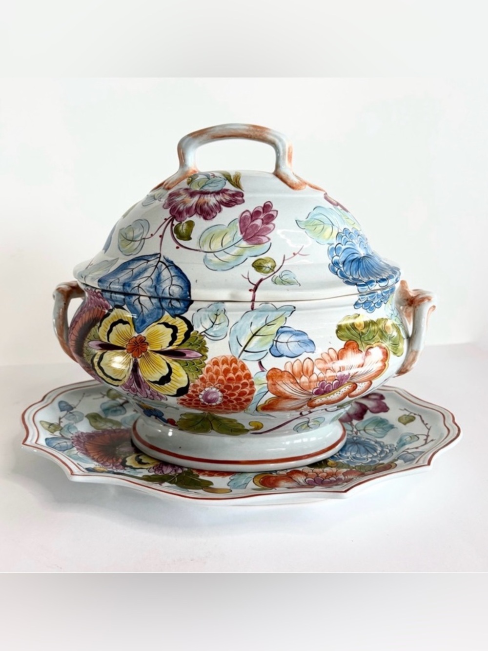 Vintage Holt Renfrew Italian Majolica Porecelain Tureen Limited Saks 5th Avenue